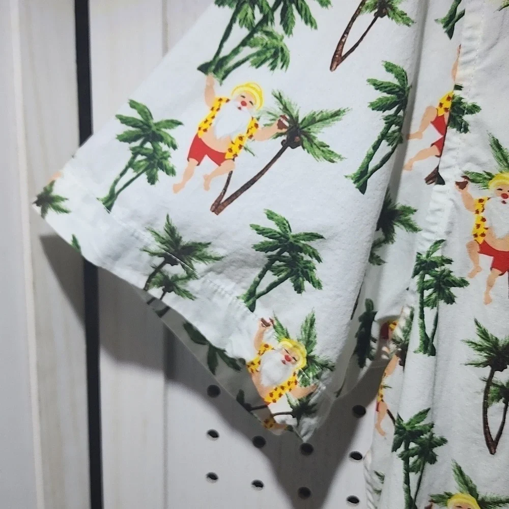 Ricky Singh Denim & Flowers Button Up Shirt Santa Hawaiian Christmas Large - Picture 4 of 6